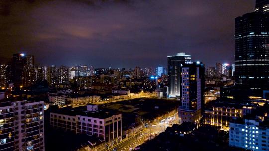 上海虹口区北外滩夜景航拍
