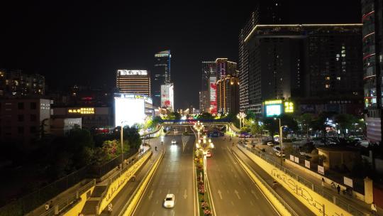 昆明城市夜景灯光秀航拍