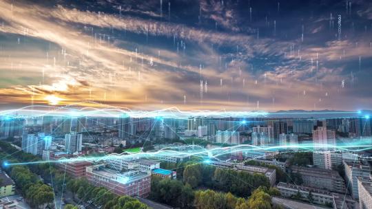大气科技光线城市实拍特效