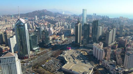 4K  航拍青岛前海一线城市景观