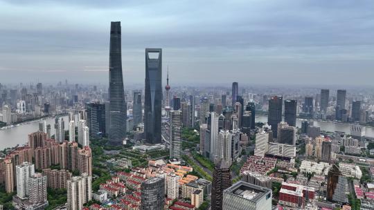 上海证券交易所地标高空日落宣传片航拍视频素材模板下载