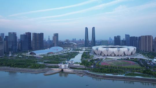 杭州亚运会馆奥体中心航拍视频素材模板下载
