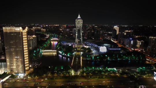 杭州西湖文化广场夜景视频素材模板下载