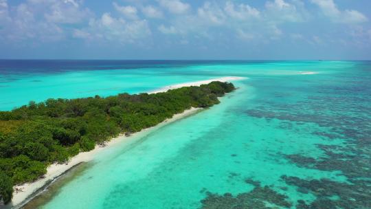 白天以上复制空间拍摄的夏季白色天堂沙滩和绿松石海背景