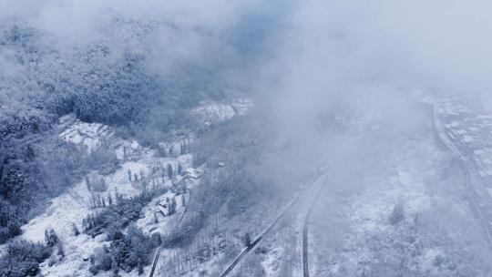震撼拍山脉山川雾凇森林雪景雪地