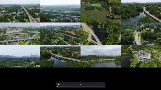 4K航拍成都白鹭湾湿地公园交通枢纽高清在线视频素材下载