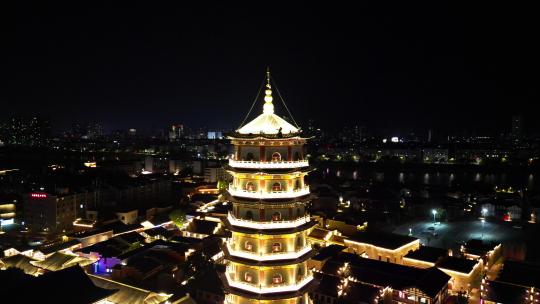 航拍江西抚州文昌里历史文化街区夜景