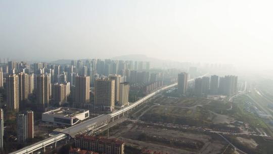 航拍重庆轨道五号线城市交通建设