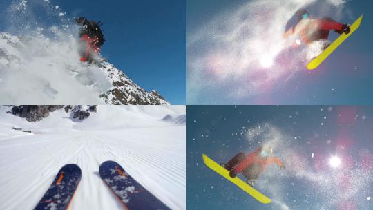 【合集】滑雪坡滑第一视角拍摄视频素材模板下载