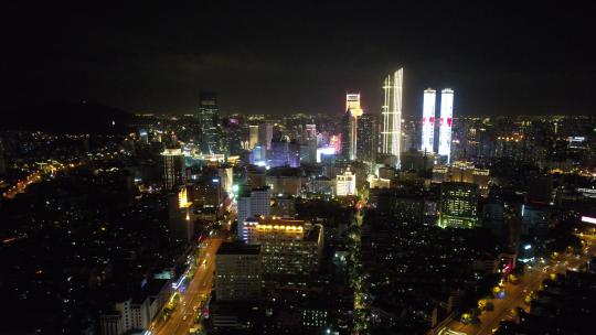航拍江苏无锡三阳广场城市夜景视频素材模板下载