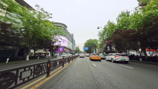 白天杭州市延安路车头行车空镜2视频素材模板下载