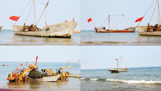 海边的渔船 渔民 4K素材