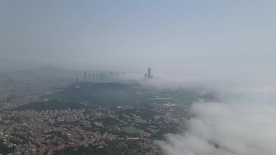 青岛航拍平流雾高清视频风景