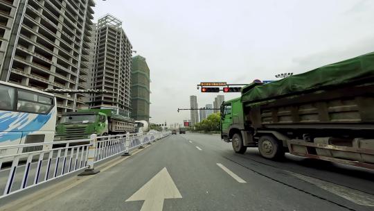 白天杭州市建设四路车头行车空镜