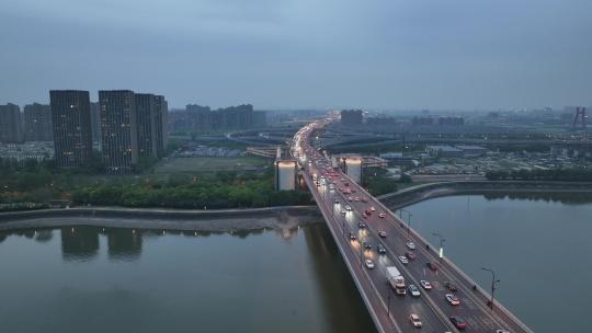 杭州九堡大桥航拍视频素材模板下载