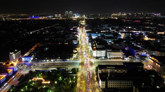航拍江苏苏州人民路交通夜景灯光视频素材模板下载
