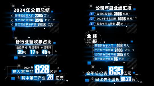 蓝色科技数据字幕条文字汇报AE模板高清AE视频素材下载