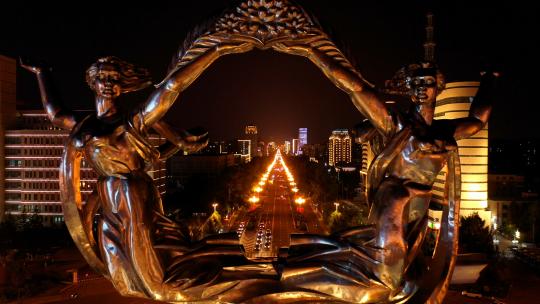 吉林长春卫星广场世界雕塑园航拍