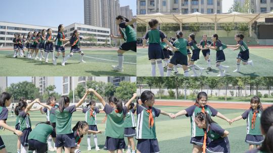 小学生在操场上玩游戏（含灰片视频可调色）