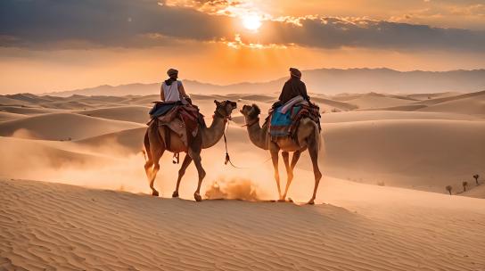 一带一路丝绸之路西域沙漠骆驼商队视频素材模板下载