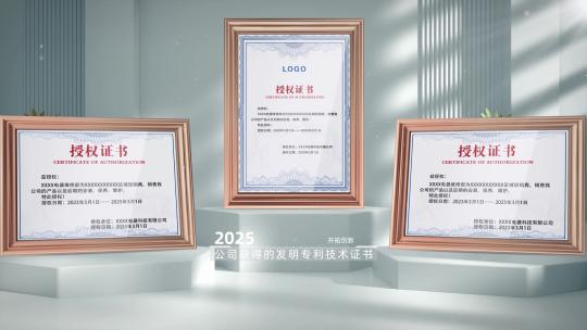质感高端企业专利荣誉证书图文展示动画