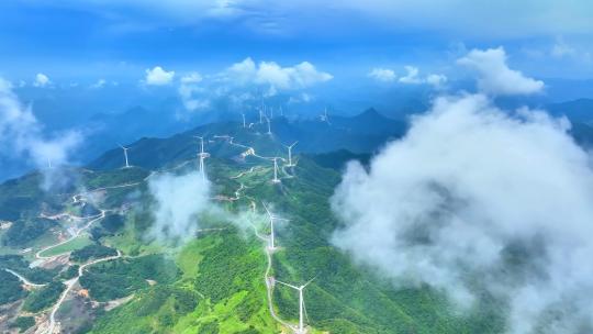 4k实拍【山脉上的新能源风力发电航拍镜头】视频素材模板下载