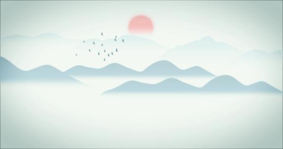 国风水墨山水群山峻岭 水墨山峰