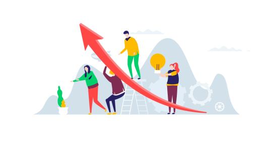 业绩企业公司团队协作合作上升趋势