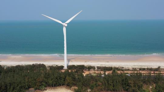 木兰湾风力发电  海景 航拍  环岛旅游公路