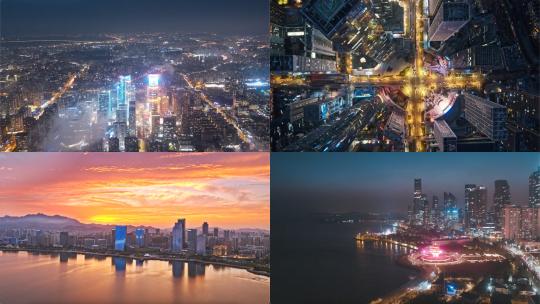 【合集】青岛城市建筑航拍夜景视频素材模板下载