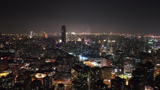 徐家汇商圈夜景航拍空镜