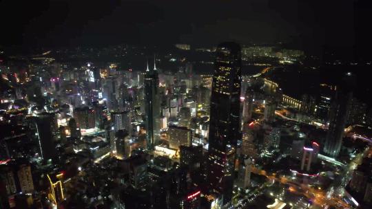 深圳罗湖建筑夜景航拍视频素材模板下载