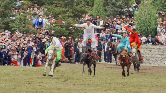 甘南藏族艺术节骑马表演4K高清在线视频素材下载