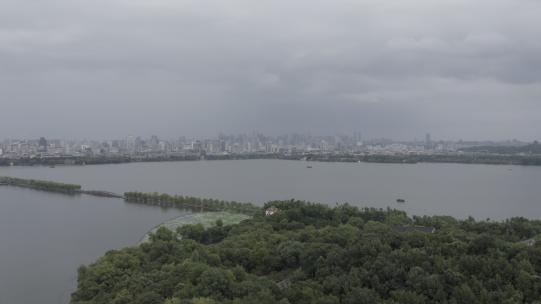 航拍Dlog原始素材杭州西湖雨后