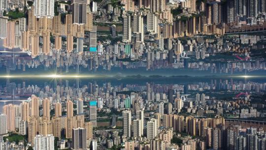 重庆城市全景逆世界3D盗梦空间素材视频素材模板下载