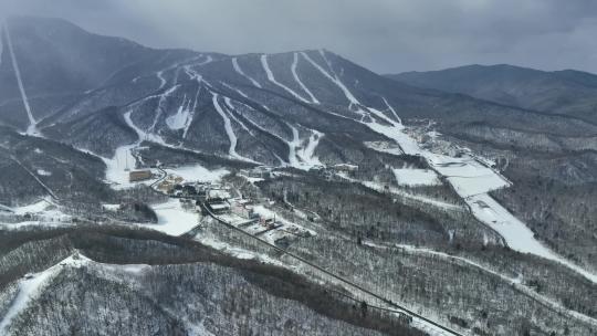 黑龙江亚布力滑雪场航拍冬季自然风光