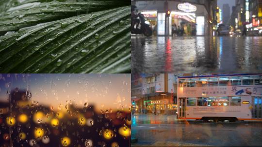 【合集】下雨天气雨水落在地面城市