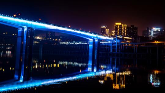 4K重庆渝澳大桥夜景延时1视频素材模板下载