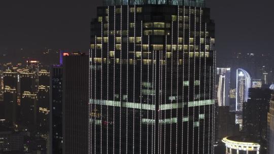 武汉民生银行大厦夜景航拍