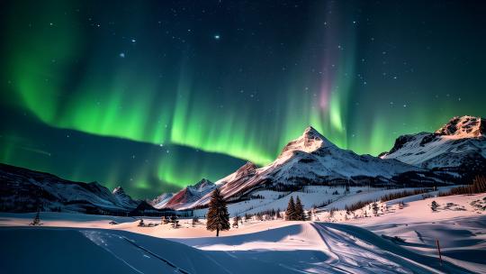 极光雪山湖泊延时画面高清在线视频素材下载