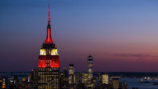 纽约曼哈顿 帝国大厦 新世贸 日转夜6-Z9视频素材模板下载