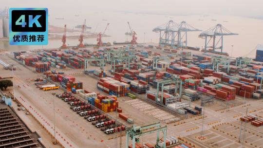 海上运输物流港口海边集装箱码头货物视频素材模板下载