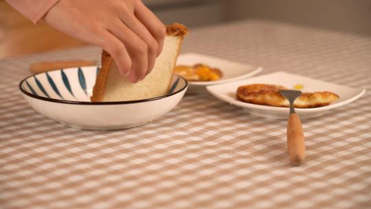 4K健康营养早餐面包煎蛋实拍视频视频素材模板下载