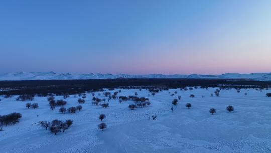 航拍内蒙古亚洲第一湿地雪景