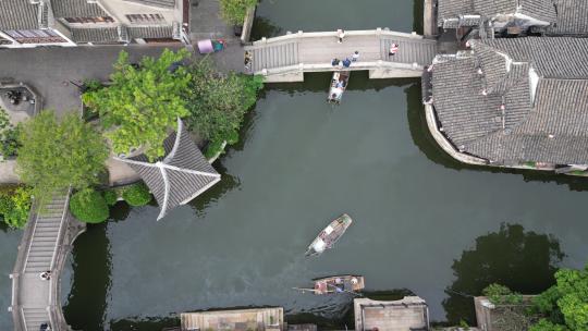 航拍浙江嘉善西塘古镇景区西塘水乡江南水乡