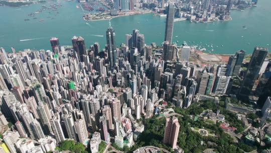 航拍中国香港港岛高楼大厦城市建筑大景