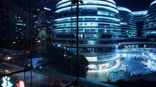 北京市朝阳区银河SOHO现代城夜景延时拍摄