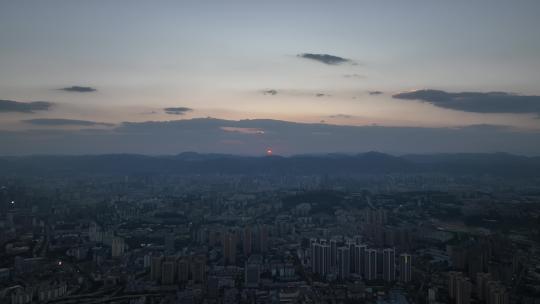 昆明傍晚落日夕阳航拍