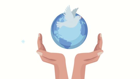 双手保护地球的国际和平日动画