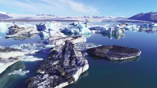 冰河冰原北欧冬季河流北国风光冬季雪天视频素材模板下载